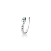 Piercing Fake de Cobra com 2 Zircônias Verdes em Prata 925