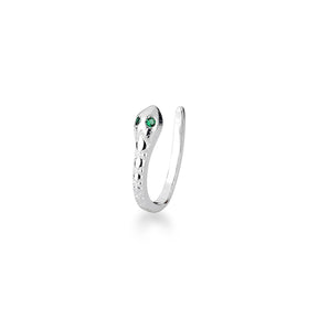 Piercing Fake de Cobra com 2 Zircônias Verdes em Prata 925