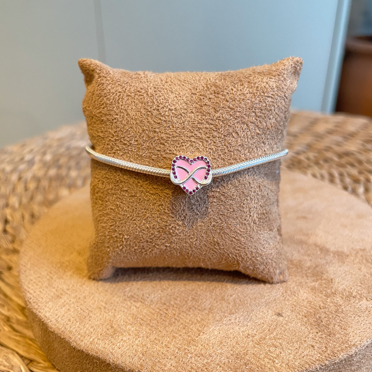 Berloque de Coração Esmaltado Luza com Infinito em Prata 925