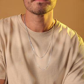  Colar Luza Masculino de Malha Valentin Grossa em Prata 925 