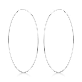 Argola Extra Grande de Aro Fino e Liso em Prata 925