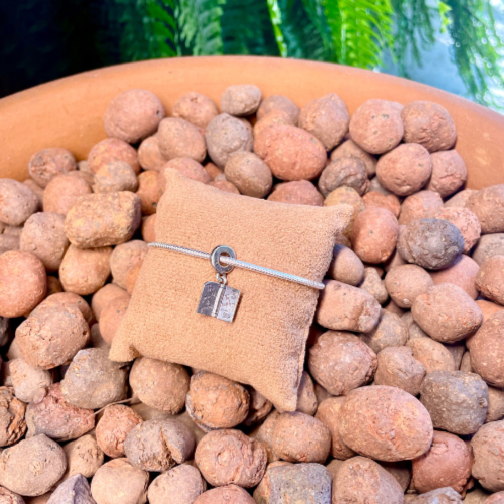 Berloque Luza com Passador Liso com uma Zircônia e Passaporte que Abre e Fecha Escrito “Cidadão do Mundo” em Prata 925