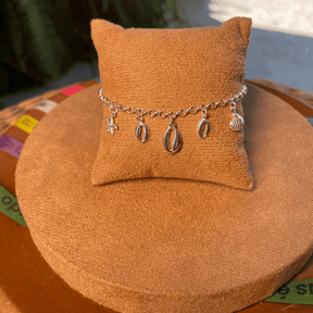 PULSEIRA DE ELOS LUZA COM BÚZIOS, ESTRELA DO MAR E CONCHA EM PRATA 925