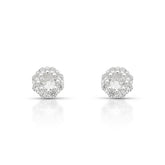 BRINCO LUZA BOTÃO FLOR CRAVEJADO COM ZIRCONIA EM PRATA 925