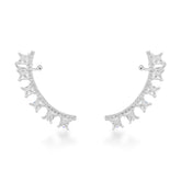 Ear Cuff com Piercing Fake Cravejado de Zircônias Quadradas em Prata 925