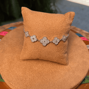 Pulseira Luza Cinco Trevos Cravejados de Zircônia em Prata 925