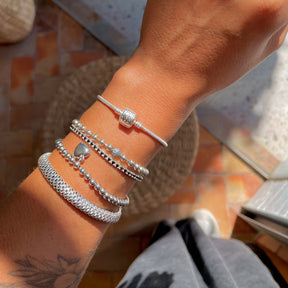 Pulseira da Vida Luza Pratas com Fecho Cilindrico Cravejado em Prata 925