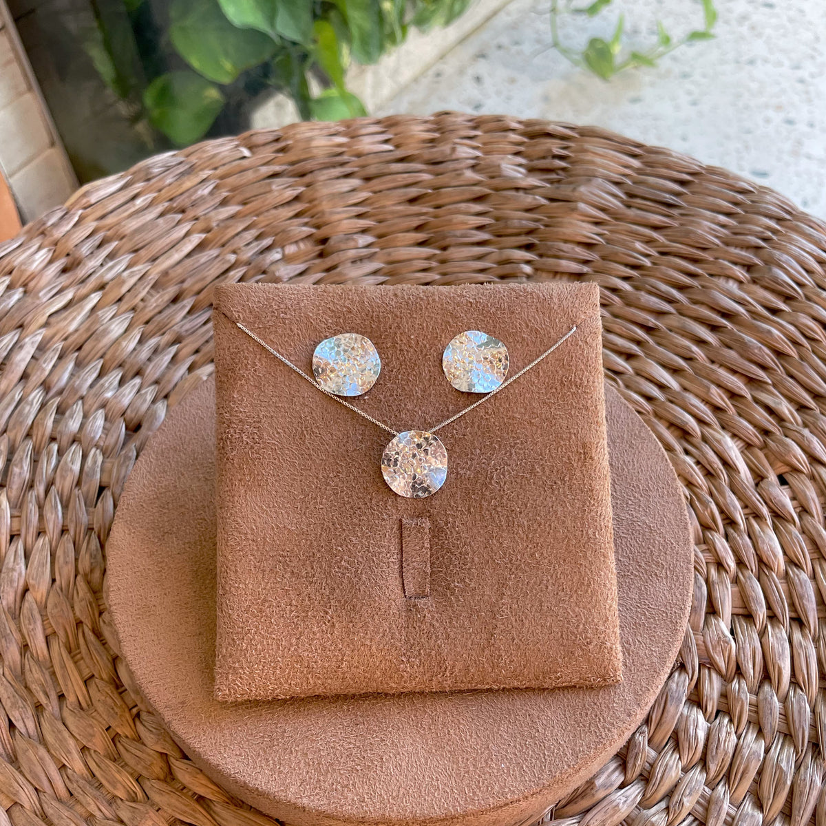 Conjunto Orgânico Redondo Diamantado em Prata 925
