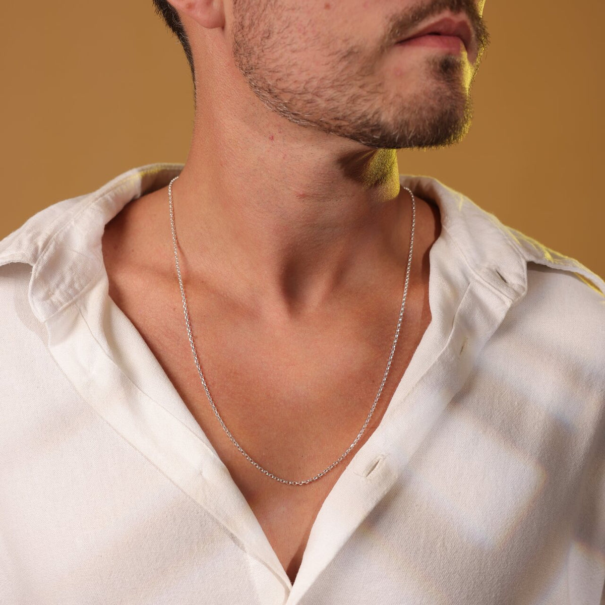 Colar Luza Masculino Longuinho de Elo Português em Prata 925
