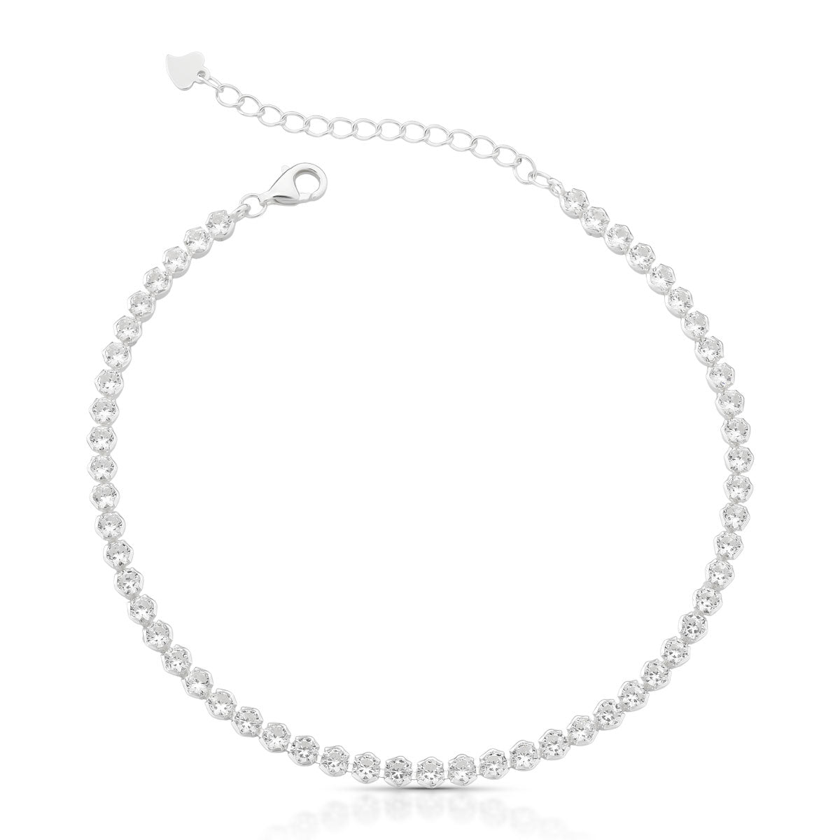 Pulseira Riviera  Branca  Redonda em Prata 925