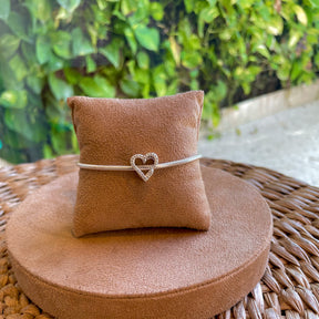 Berloque Coração Luza Cravejado em Prata 925