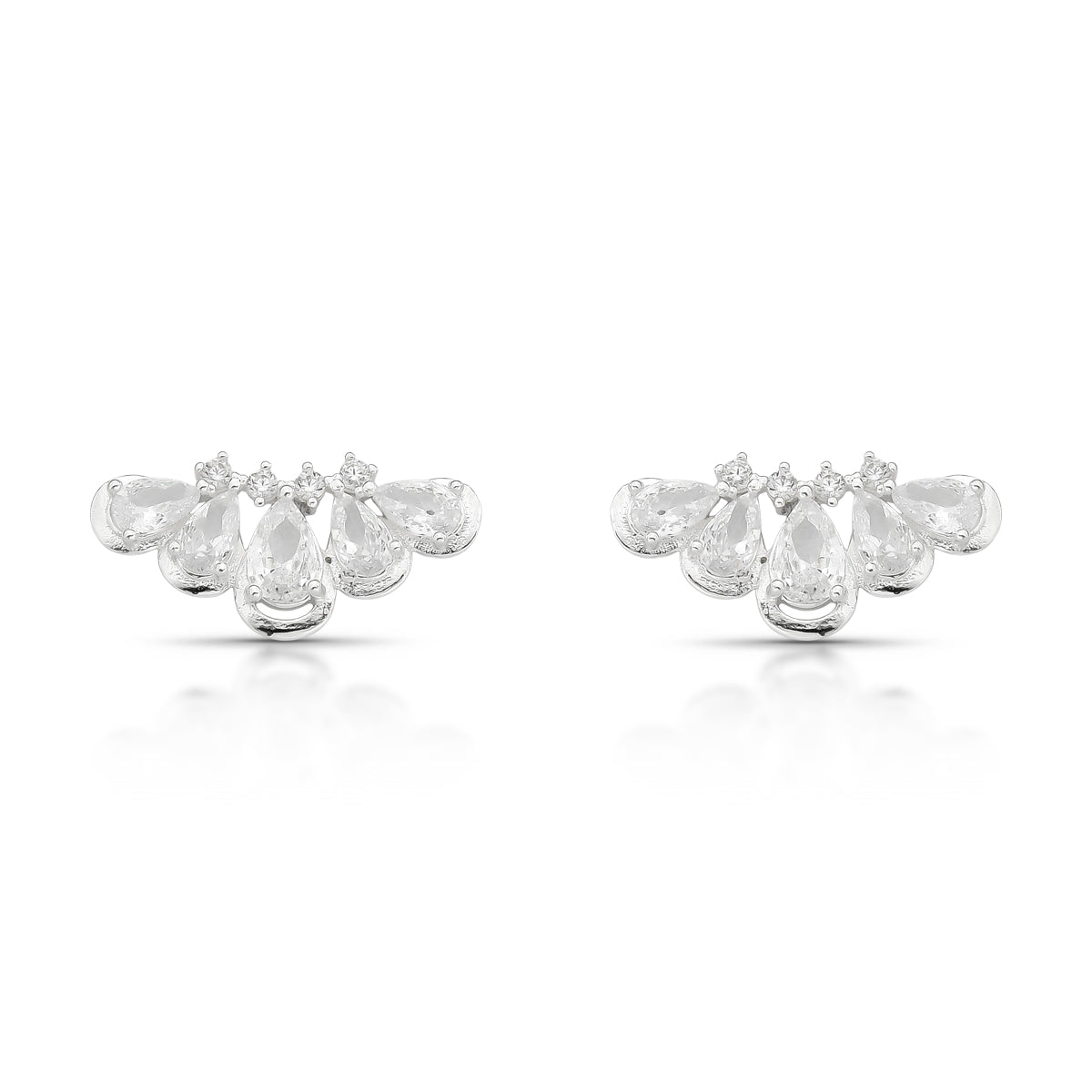 BRINCO MINI EAR CUFF LUZA DETALHES DE PÉTALA CRAVEJADAS COM ZIRCÔNIAS EM PRATA 925