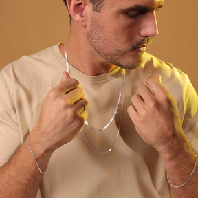 Colar Luza Masculino Piastrini Grossa em Prata 92