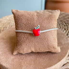 Berloque Maça Vermelha Esmaltada Luza em Prata 925