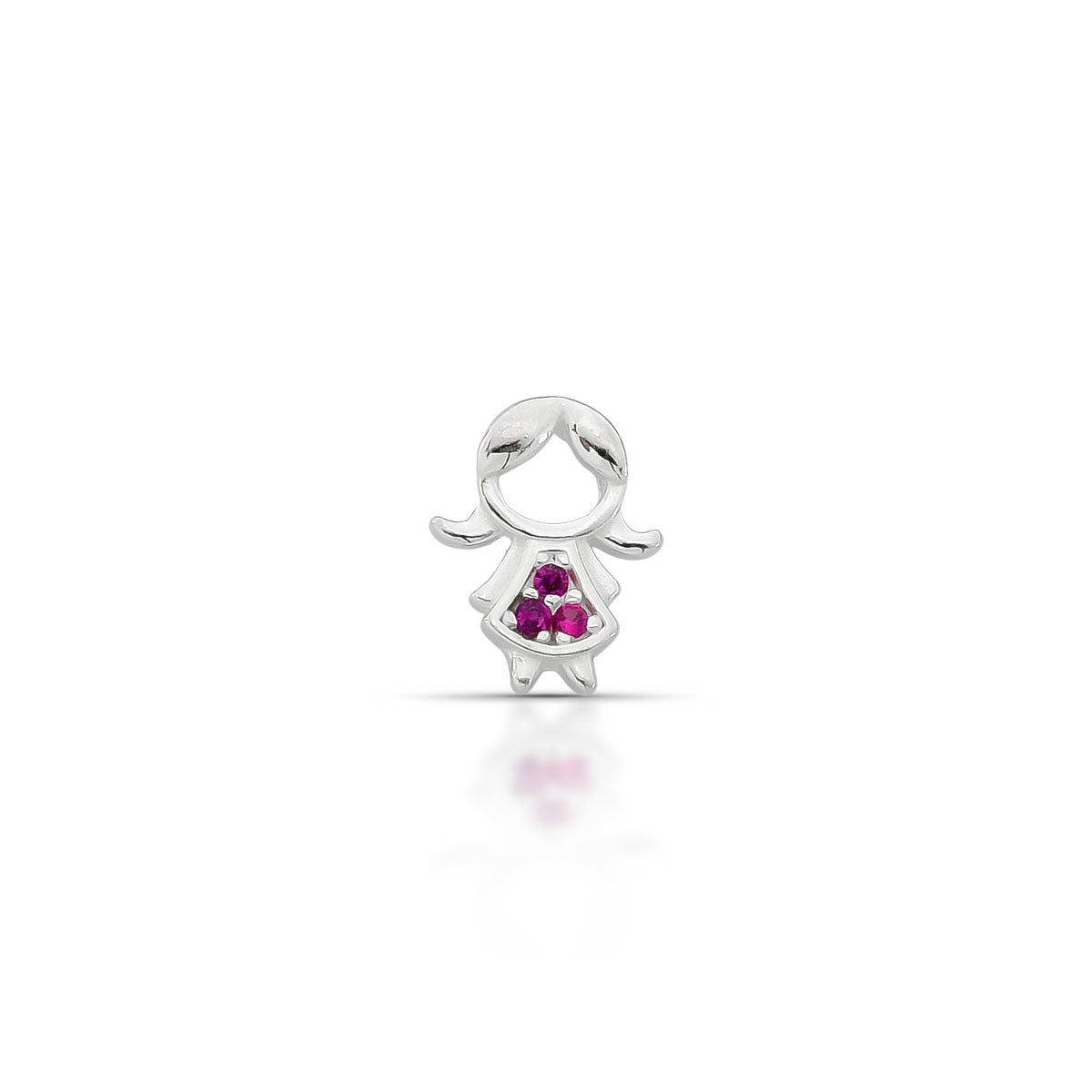 Pingente de Menina com Zircônias Rosas em Prata 925
