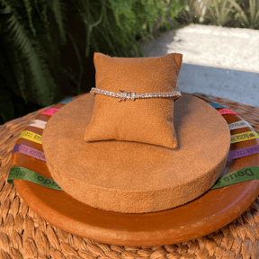 Pulseira Riveiriera Grossa Cristal em Prata 925