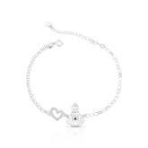 PULSEIRA CORAÇÃO VAZADO COM ZIRCÔNIA E NOSSA SENHORA APARECIDA COM MICRO ZIRCÔNIA AZUL EM PRATA 925