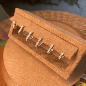 Trio Luza de Argolas de Coração Cravejadas de Zircônias em Prata 925