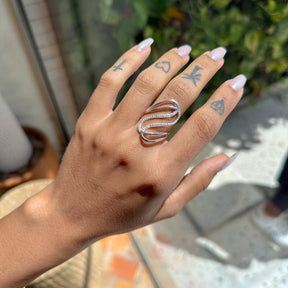 Anel de Linhas com Zircônia em Prata 925