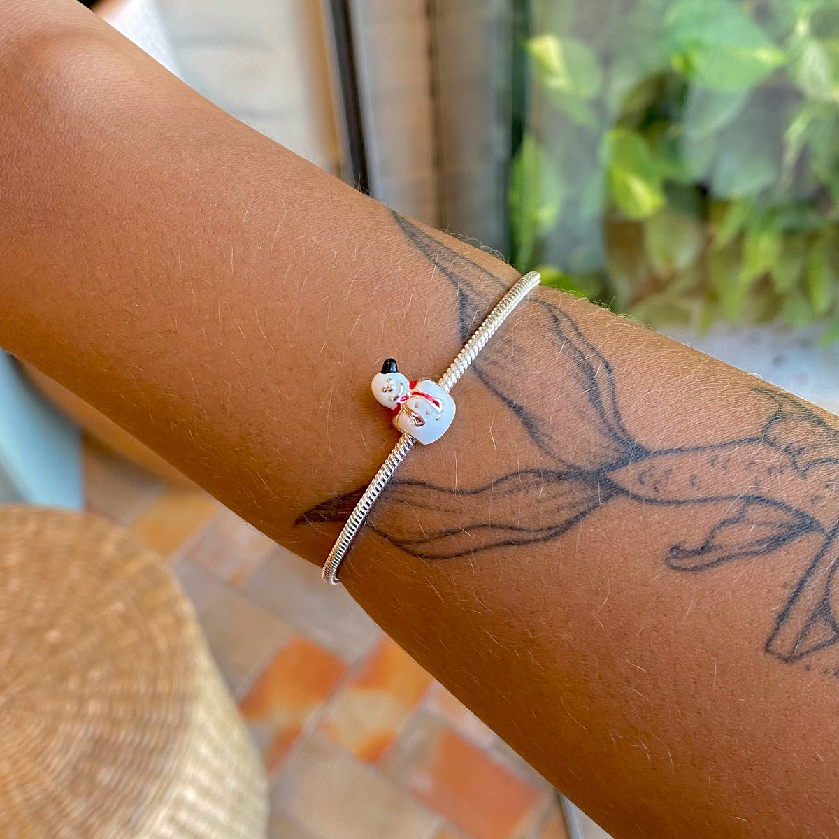 Berloque de Boneco de Neve Esmaltado Luza em Prata 925