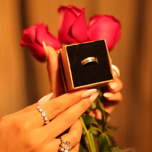 Aliança Luza com Linha  de Brilho em Prata 925