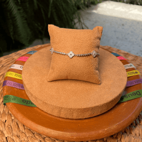 Pulseira Riviera Luza Redonda com Trevos Cravejados de Zirconias em Prata 925