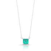 COLAR PINGENTE QUADRADO VERDE ESMERALDA EM PRATA 925
