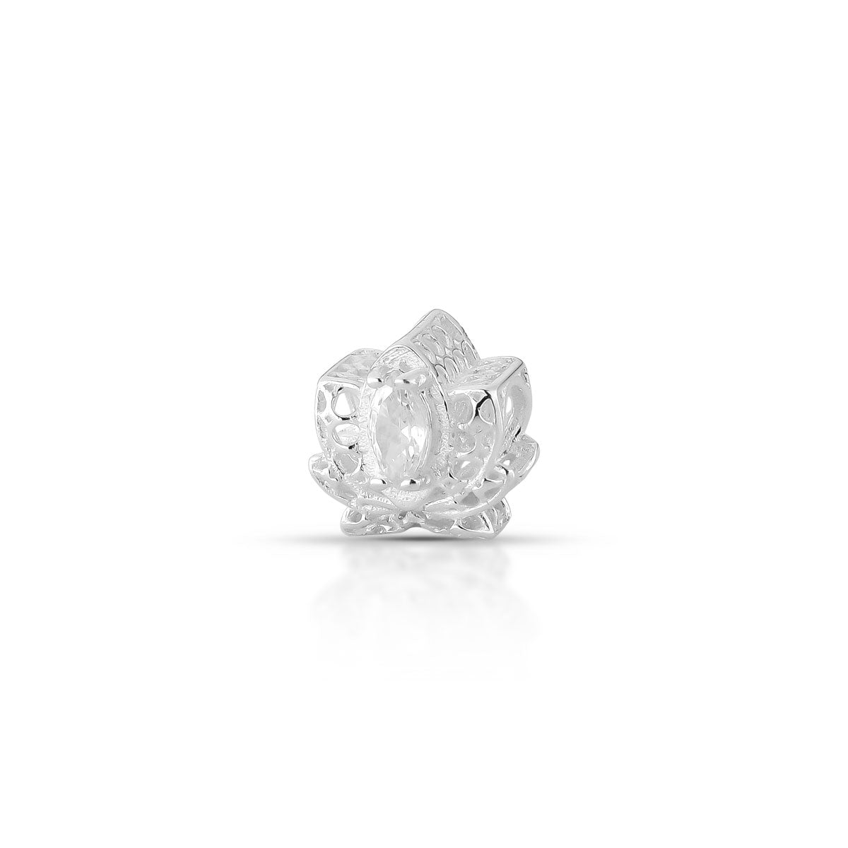 BERLOQUE FLOR DE LOTUS COM ZIRCÔNIA CRAVEJADA EM PRATA 925