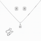 Combo Luza Brilho de Luz: Colar Ponto de Luz com Brinco Ponto de Luz e Brinco Fake Ponto de Luz em Prata 925