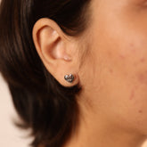 Brinco de Coração "Fé" com Ponto de Luz Luza em Prata 925 Envelhecida