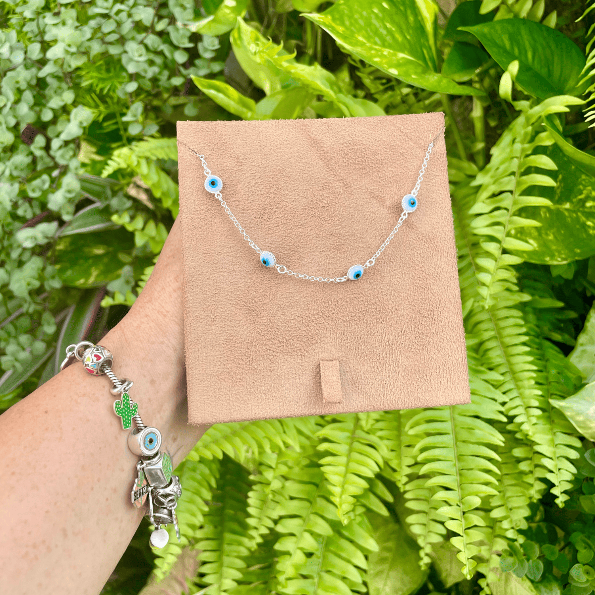 Pulseira com Quatro Olho Grego em Prata 925