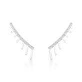 Brinco Ear Cuff  Luza com Linha de Zircônias e Tubos Lisos em Prata 925