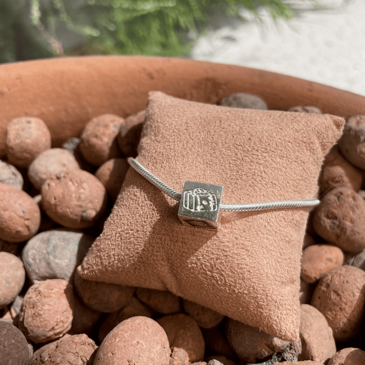 Berloque cubo câmera fotográfica Luza em Prata 925 Envelhecida