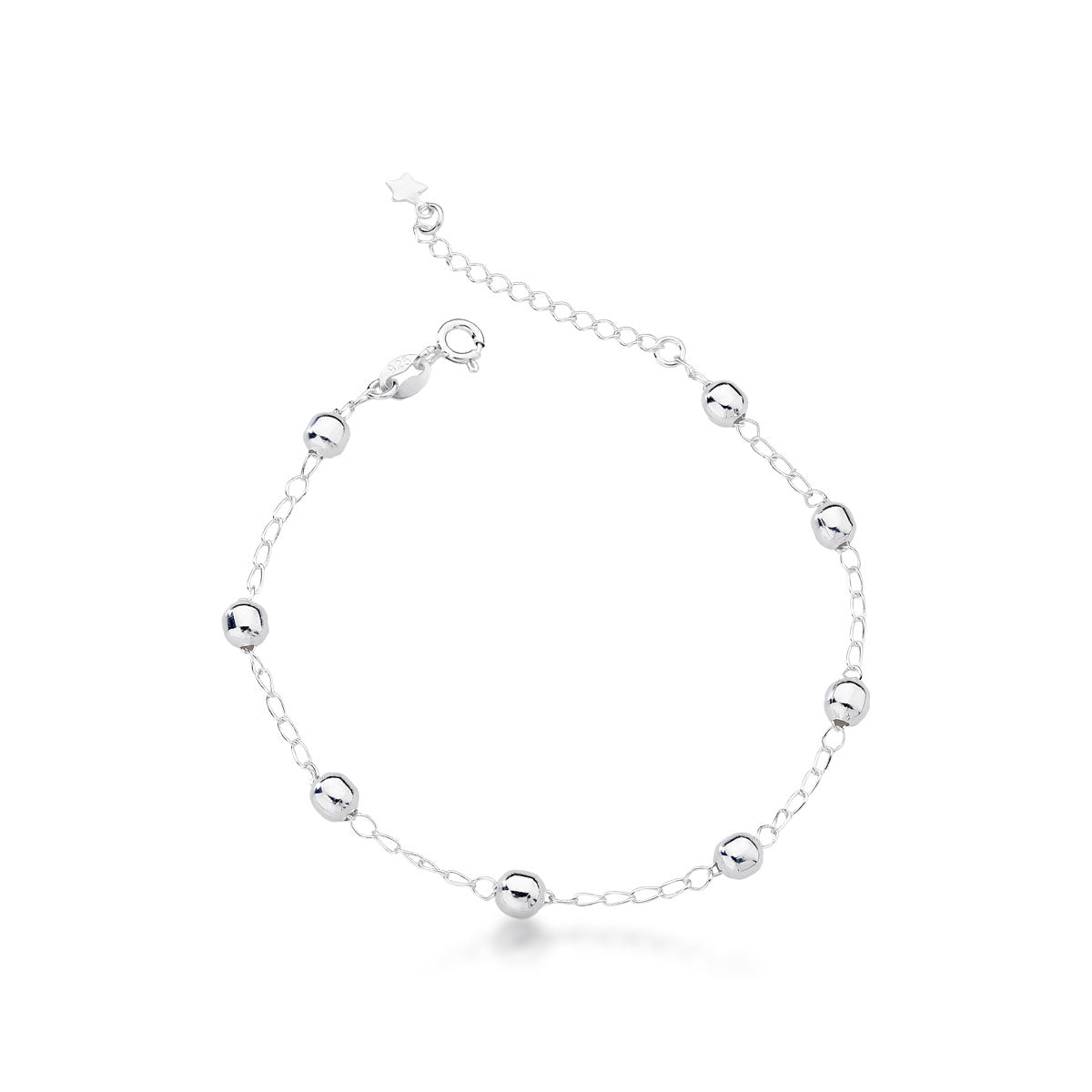 Pulseira de Elos com Esferas Lisas em Prata 925