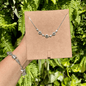 Pulseira com Circulo de Zirconia e Detalhe Azul em Prata 925