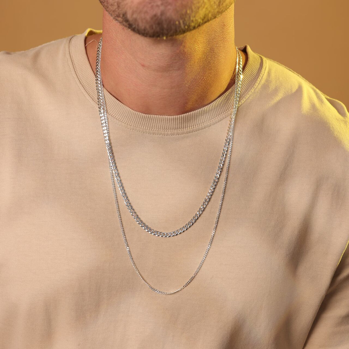 Colar Luza Masculino de Malha Grumet Fina em Prata 925