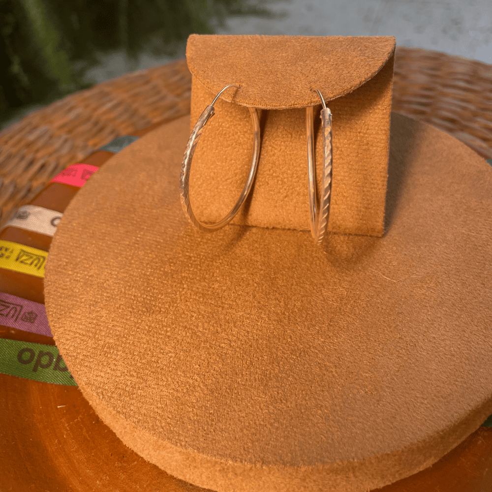 Brinco Argola Luza Grande de Tubinho Diamantada em Prata 925