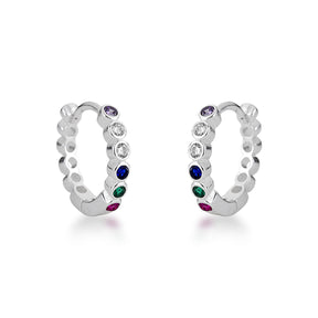 Argola com Zircônias Colors e Cículos Vazados em Prata 925
