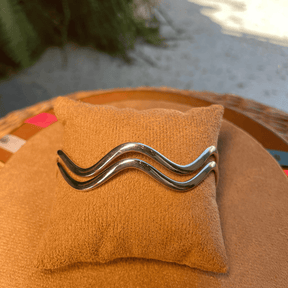 Bracelete Duas Luza Ondas Lisas em Prata 925