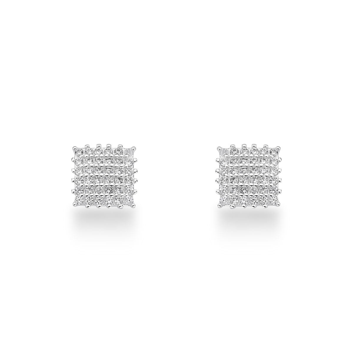 Brinco Quadrado Cravejado de Zirconia em Prata 925
