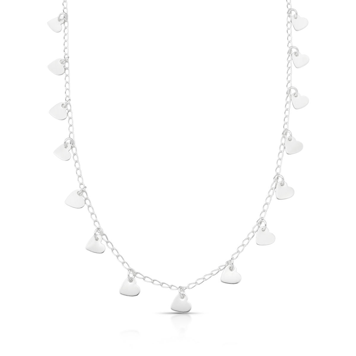 Colar Choker de Corações Chapados em Prata 925