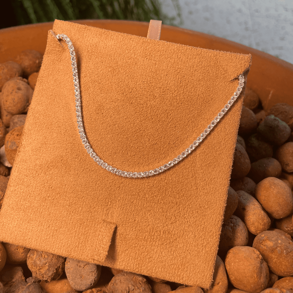 Colar Luza de Riviera Quadrada com Fecho Gaveta em Prata 925