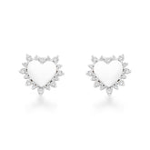 Brinco de Coração Liso Rodeado de Zircônias em Prata 925