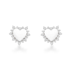 Brinco de Coração Liso Rodeado de Zircônias em Prata 925