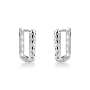 Brinco Argola Quadrada Luza 18MM com Minis Pontos de Luz em Prata 925