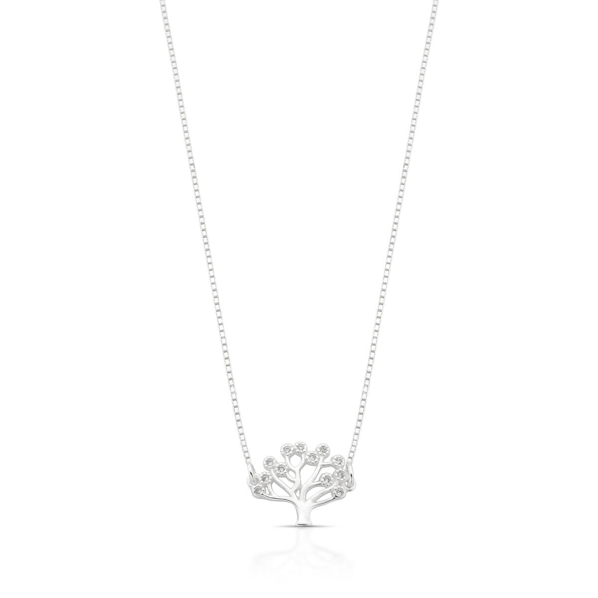 COLAR ÁRVORE DA VIDA PEQUENA ZIRCÔNIA CRISTAL EM PRATA 925