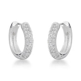 Brinco de Argola Luza Média com 3 Linhas de Zircônias em Prata 925'