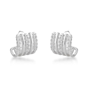 Brinco Ear Hook com Três Linhas de Zircônias Luza em Prata 925