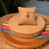 Pingente Luza Medalha de Coração com Frase "Obrigada Deus" em Prata 925