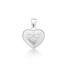 Pingente de Coração Luza Boleado com Espírito Santo em Prata 925